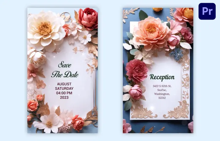 Premium Floral 3D Wedding Invitation Instagram Story